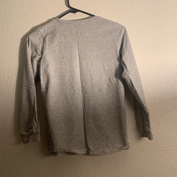 Gray Dinosaur Christmas Long Sleeve Shirt - Picture 2 of 7